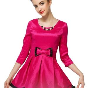 Cryoupin Kids XL Hot Pink Layered Dress with Bow in Front